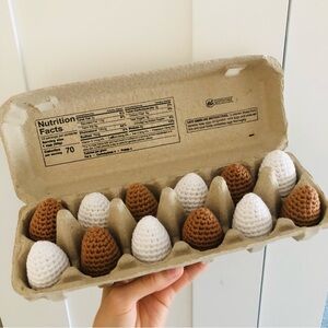 Crochet Eggs Set of 12 Crochet Eggs Pretend Play Farm Fresh Eggs